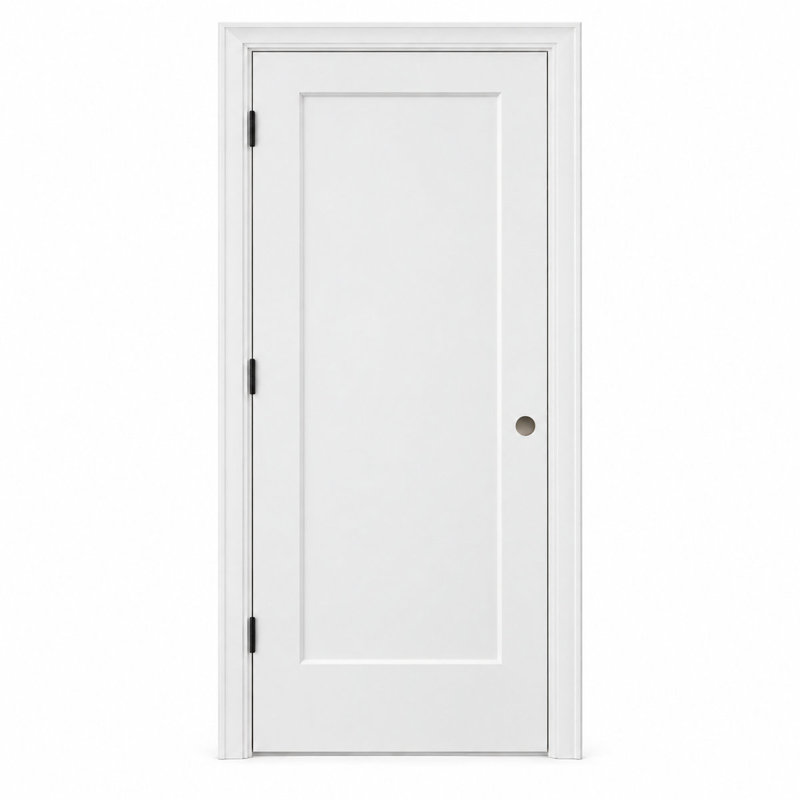 Porte intérieure pré-montée à 1 panneau avec base et charnières Shaker, 18 po x 80 po, Charnière noir mat, Oui