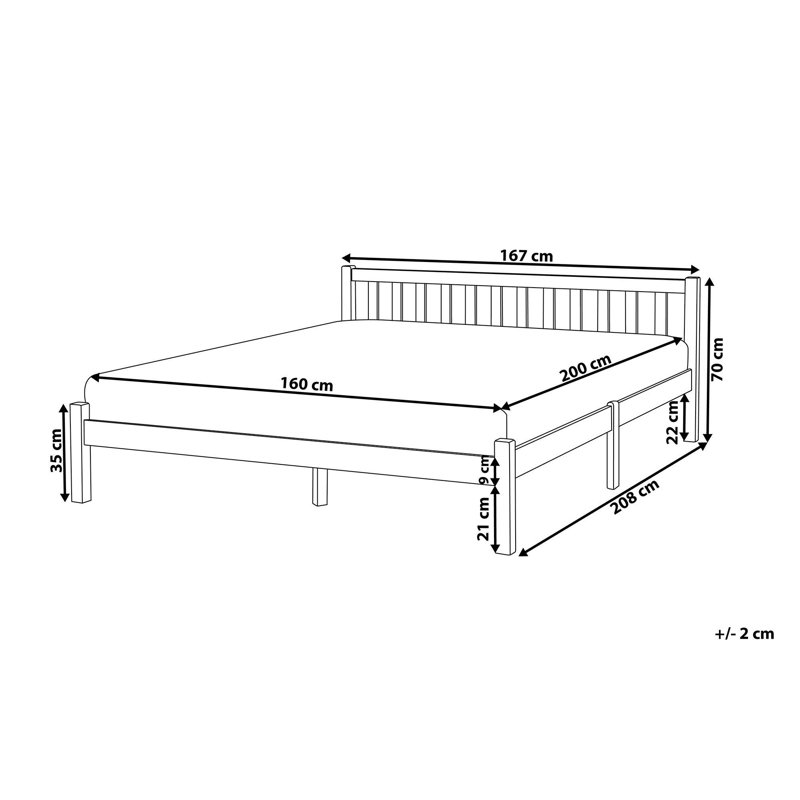 Persephone Solid Wood Bed, European Kingsize (160 x 200 cm), White