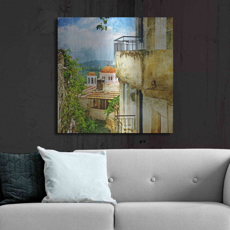 «Santorini II», art mural en métal, H 36 po x l 36 po