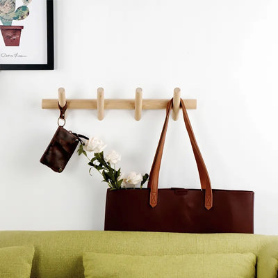 Aaban Solid Wood 4 - Hook Wall Mounted Coat Rack