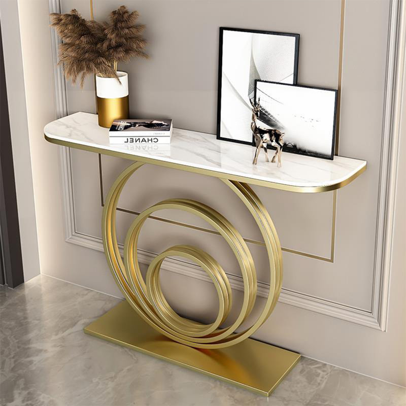 Console Table, 31.5" H x 47.2" W x 11.8" D, White, Gold