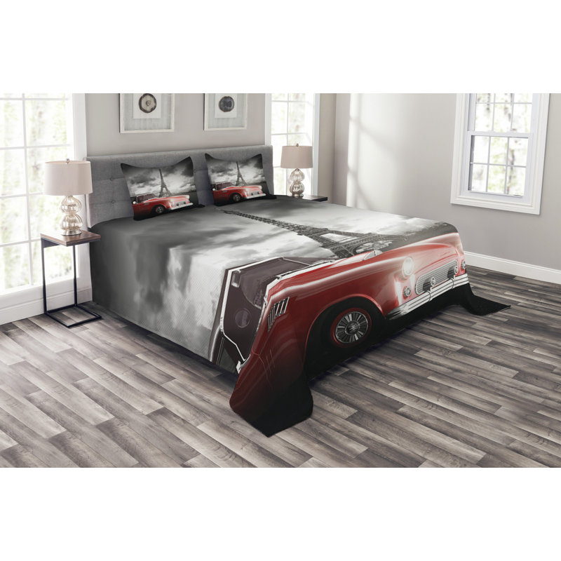 Grey Microfibre Bedspread Set, 220 x 264 cm