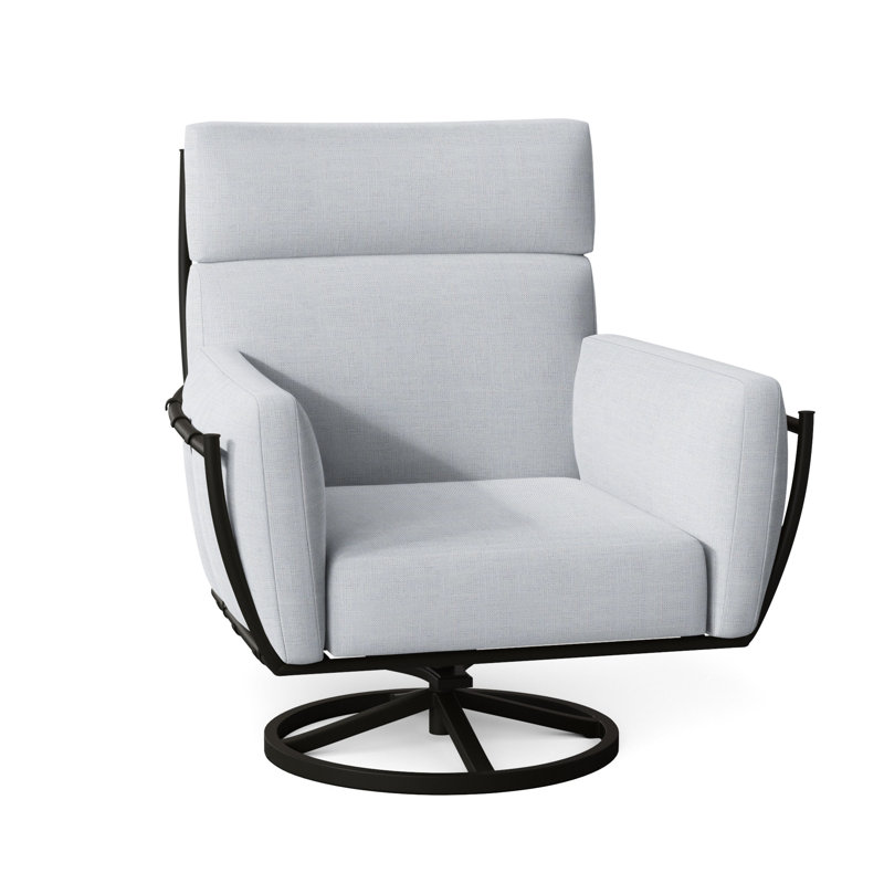 Chaise berçante pivotante en aluminium Majorca, Pas de soudure, Lin chambray