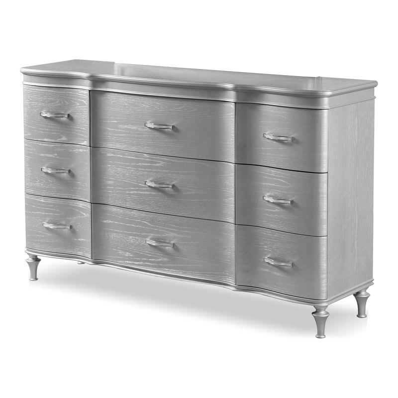 Commode 9 tiroirs Seabliss, Argent argent