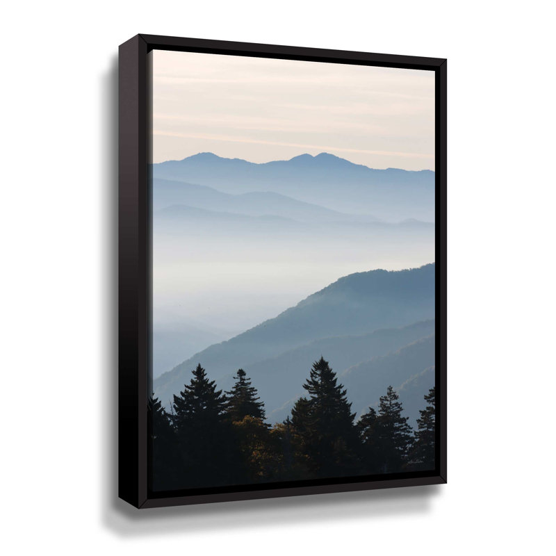 Misty Blue Mountains - Photographie sur toile, Cadre noir, H 10 po x l 8 po x P 2 po