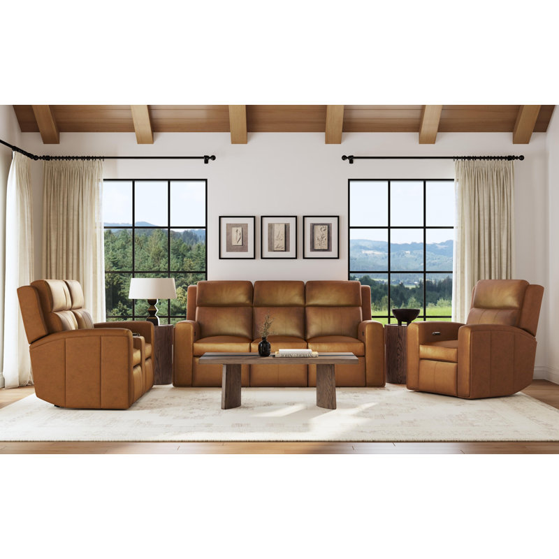 Harrison Power Reclining Sofa With Power Headrests & Lumbar, Brown
