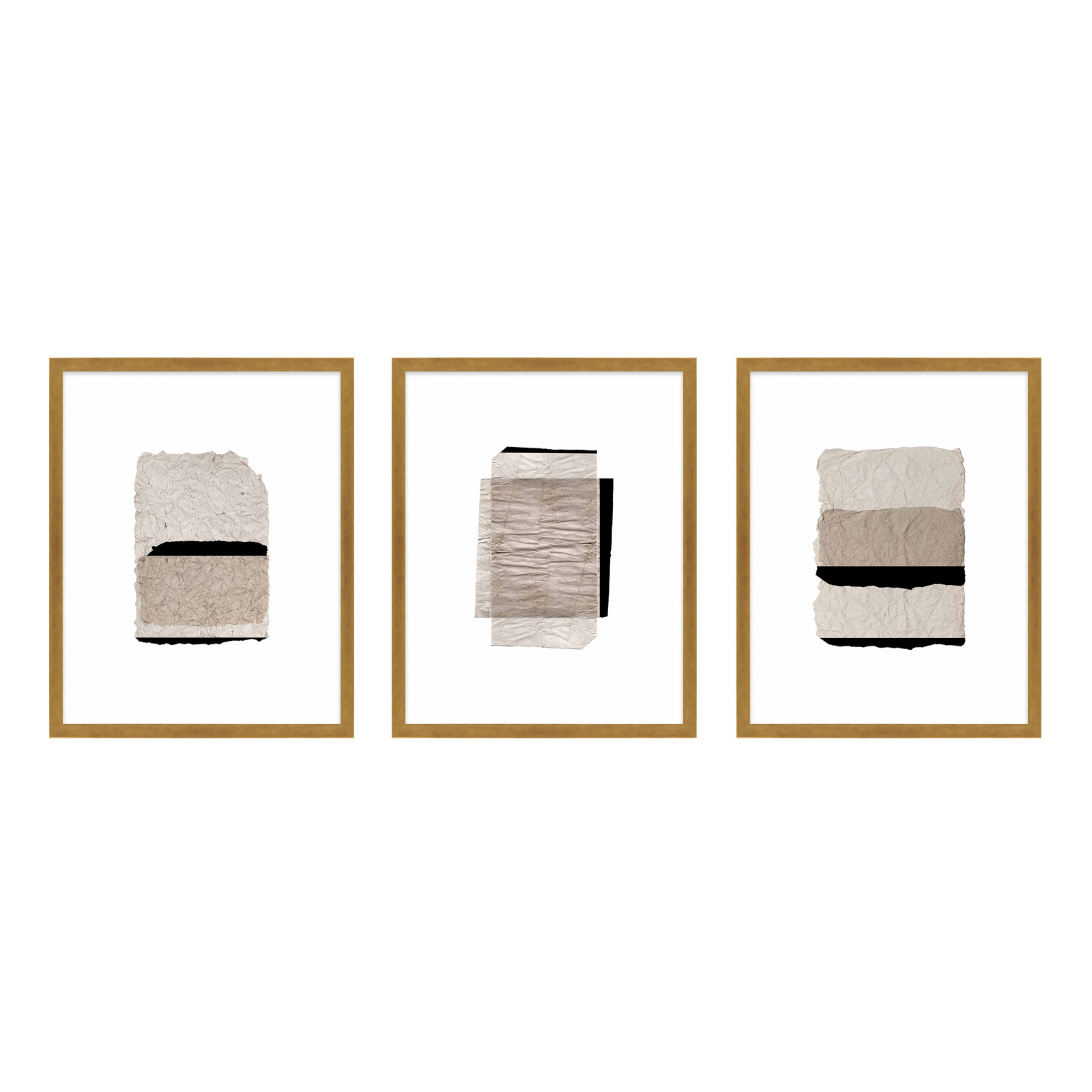 Zinfandel "Fiber" 3-Piece Print Set, Gold Framed, 30" H x 24" W  x 1.25" D