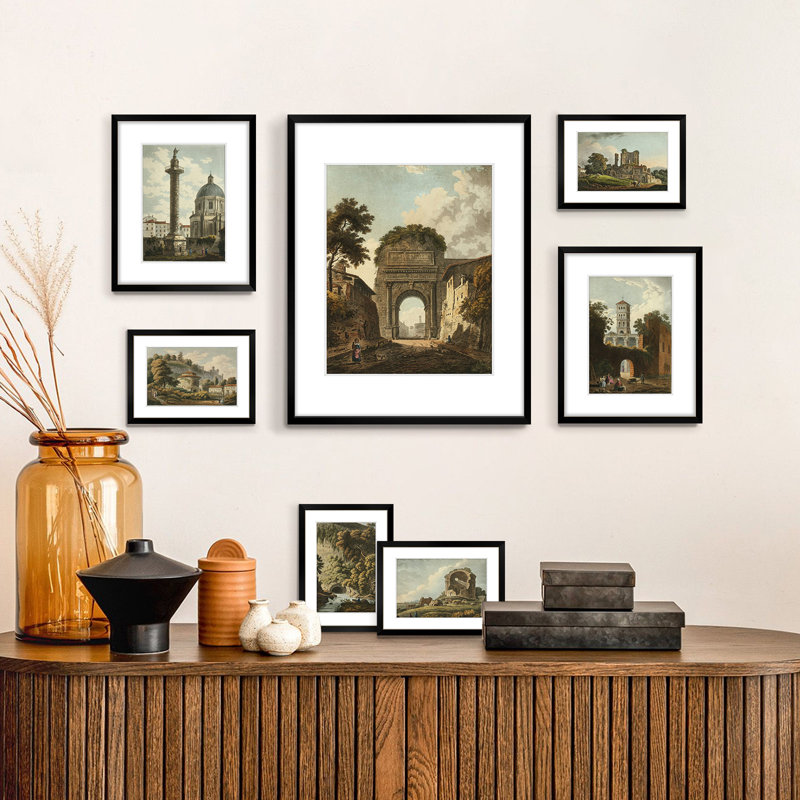 Drennon Metal Picture Frame - Set of 7 with Mat, Black