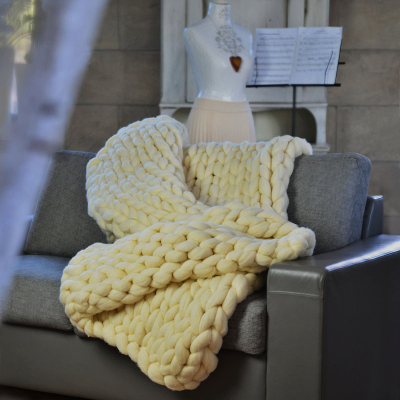 Throw Blanket, Ecru