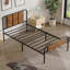 3 Piece Bedroom Set, Industrial Bed Frame with 2 Nightstands Set, Metal Platform Bed with Wood Headboard & Footboard, Farmhouse Bedroom Furniture Set with End Tables, No Box Spring Needed, Easy to Assembly-1088818957-1088818959