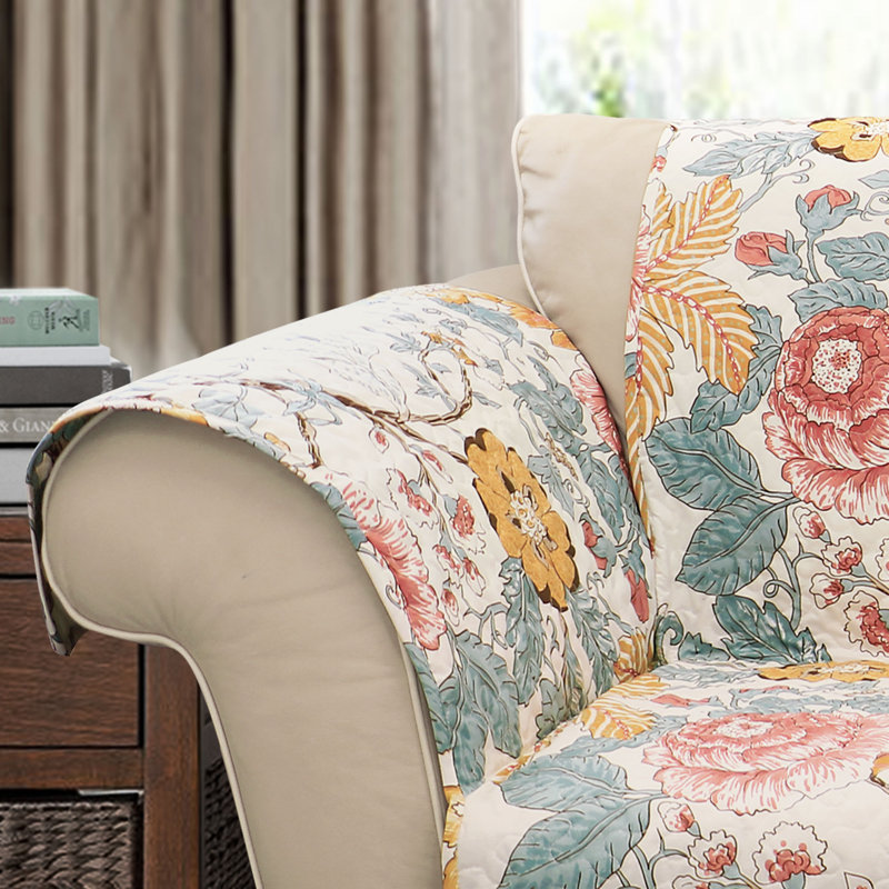 Cozy Cottage Floral Reversible Armchair Protector in Blue/Yellow