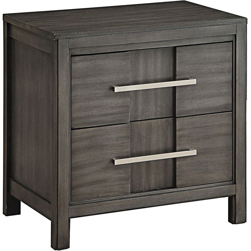 Nightstand With Drawers, Gray