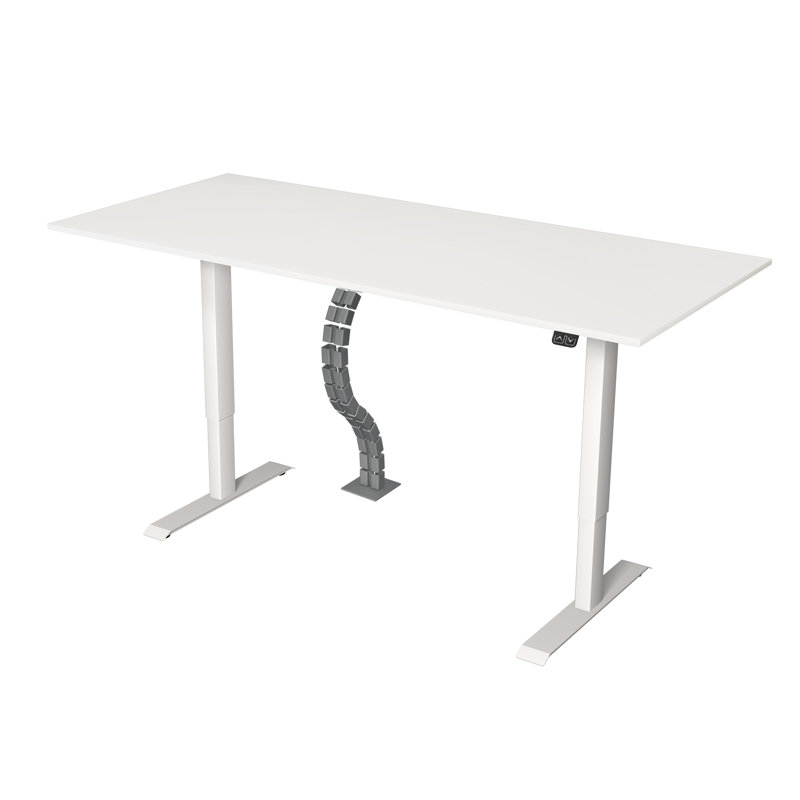 Fawcett Adjustable Metal Base Standing Desk, White, 72cm H x 180cm W x 80cm D