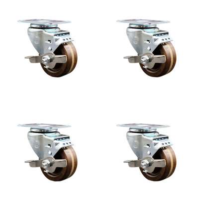High Temp Phenolic Wheel Swivel Top Plate Caster with Brake