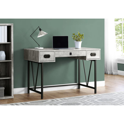 Grey Laminate Home Office Furniture Desk, 48" With Storage, Black Metal Leg Support, Modern Style Computer Top And Base, Storage Available