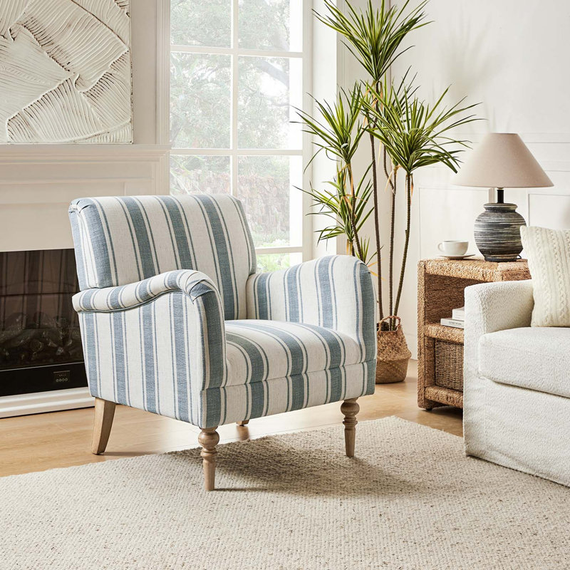 Lila 75 Cm Wide Coastal Farmhouse Armchair, Blue