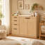 Table à langer pour bébé en bois massif | Armoire spacieuse pour comptoir, 4 tiroirs et double porte