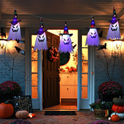 Halloween Decorations Outdoor,Hanging Ghosts Halloween Decor With String Lights