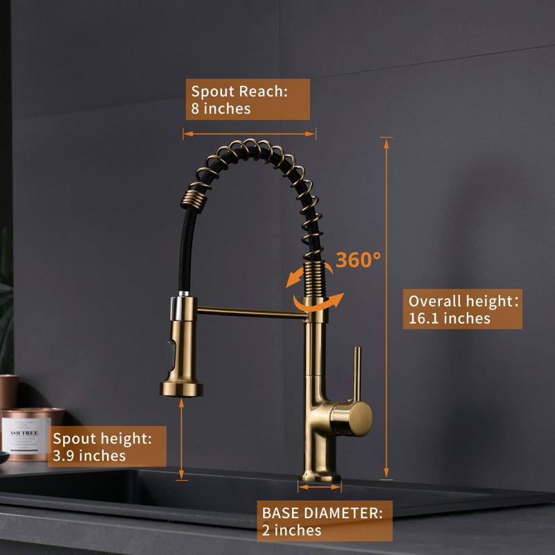 Robinet de cuisine rétractable à poignée simple avec accessoires