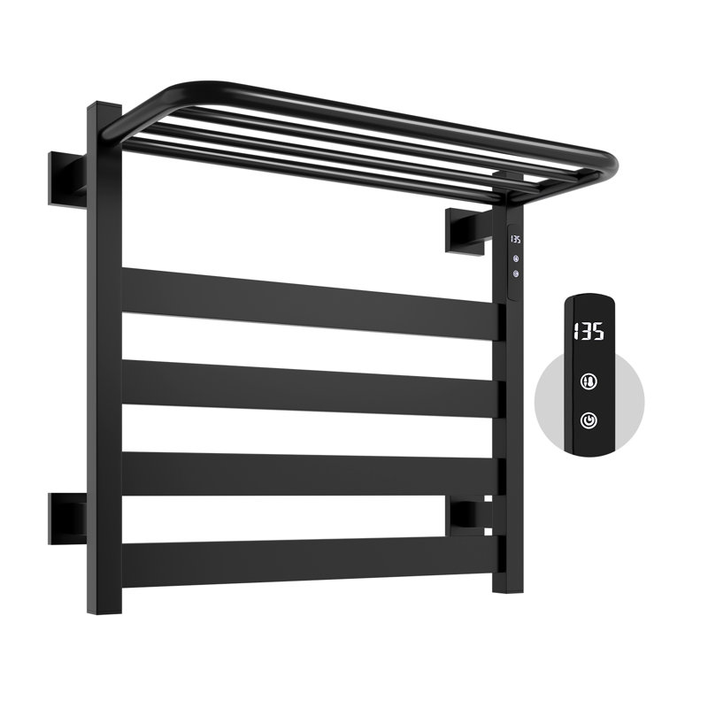Wall Mounted Towel Warmer Rack With Shelf Electric Heated Twel Rack