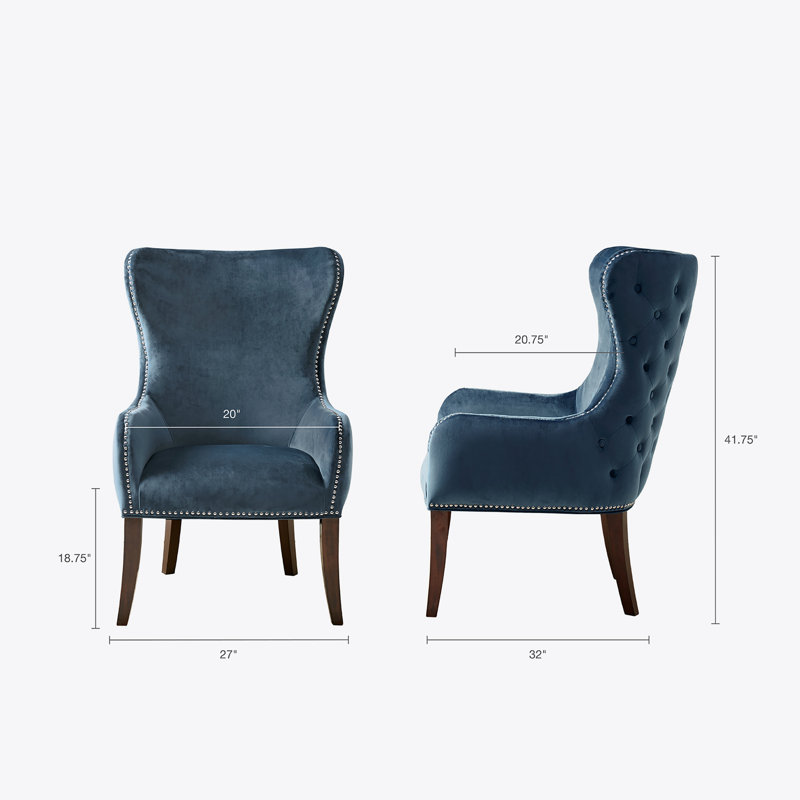 Chaise d'appoint bleue capitonnée en polyester à 4 pieds