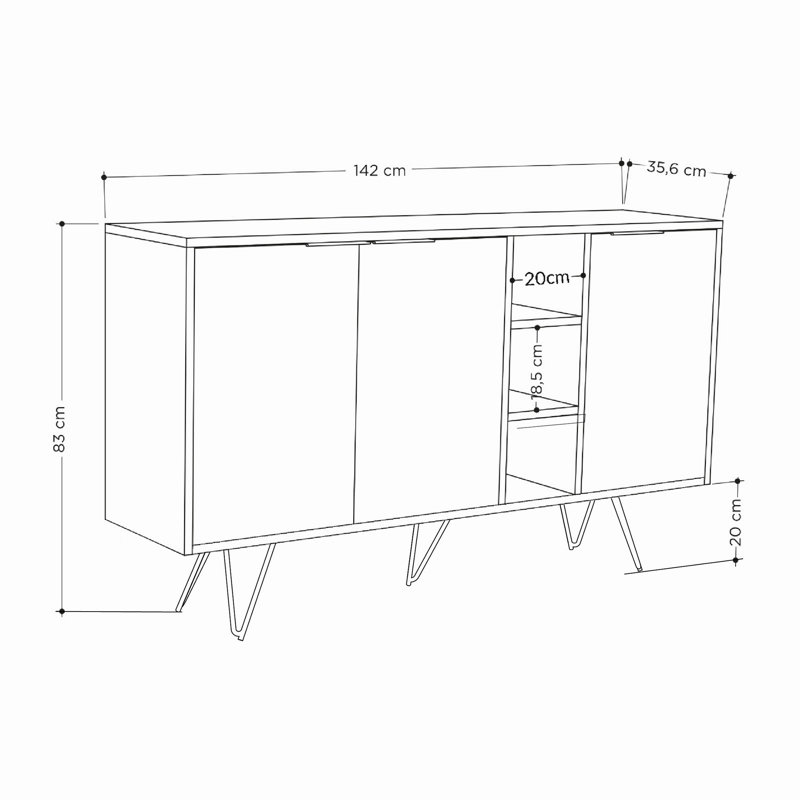 Decortie 83cm Sideboard, Sandstone Oak