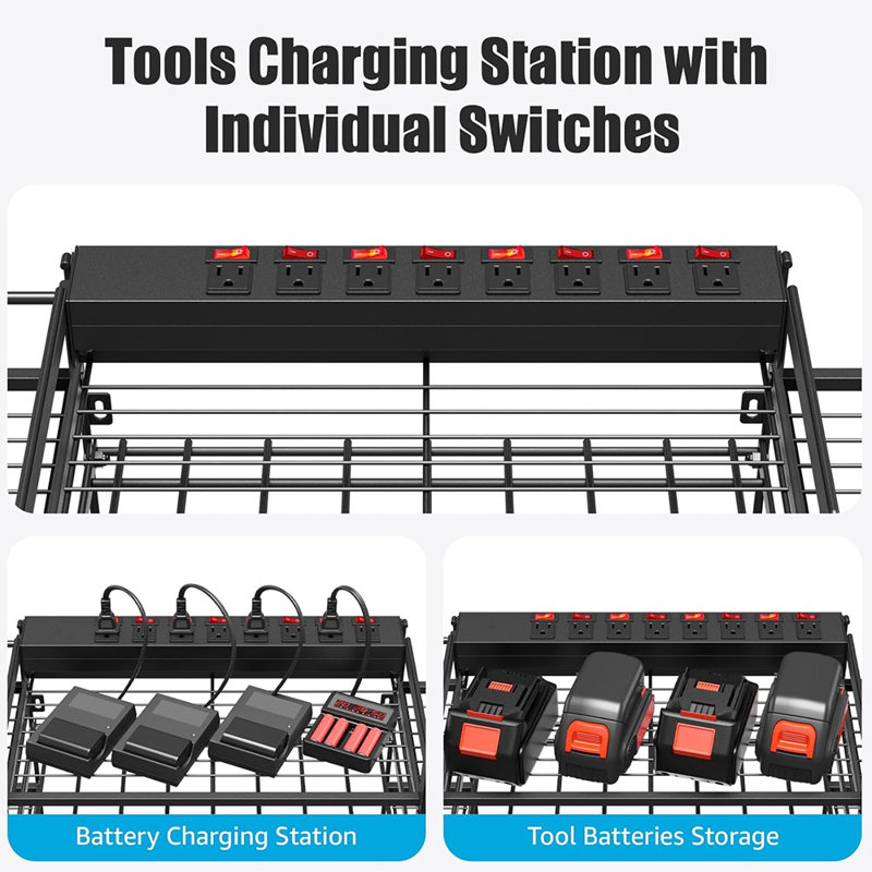 Black Power Tools Organizers Wall Mount, Large Tools And B...