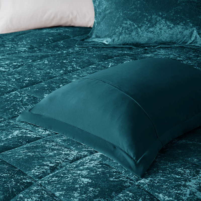 Édredon en velours simple / simple TG - Diamant bleu sarcelle avec coussin décoratif lavable à la machine, repassage à la vapeur pour plus de chaleur