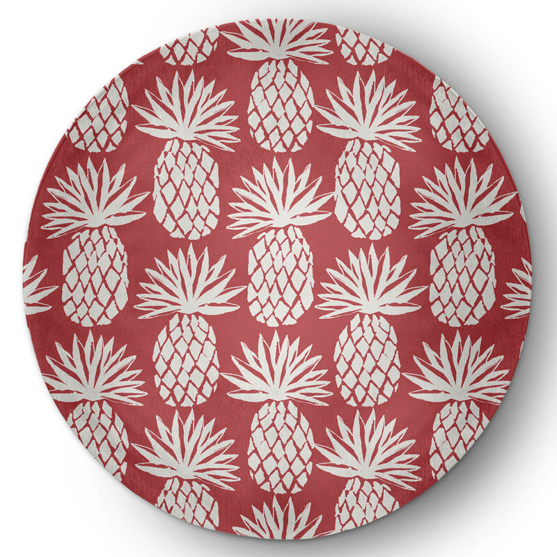 Tapis tissé à plat rouge Focus, Rond 5 pi