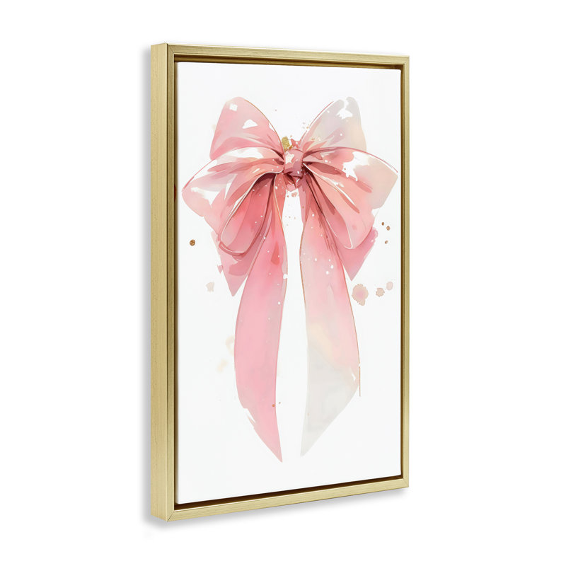 Cadre flottant moderne et élégant avec nœuds roses, design Creative Studio, H 31 po x l 21 po, Cadre flottant métallique doré