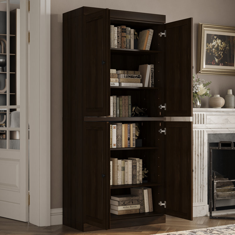 Bibliothèque à 6 tablettes en bois massif l 32 "x H 71,5" Arreana, Espresso