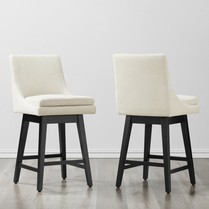 Aleksy Swivel Counter & Bar Stool, Counter Stool (26.5" Seat Height), Cream