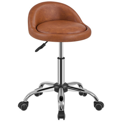 Alandus Swivel Upholstered Faux Leather Adjustable Height Counter Stool with Steel Frame
