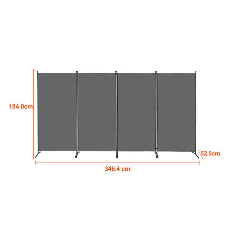 Paravent, paravent à 4 panneaux, écran d'intimité pliable et paravent de séparation portable, cloisons autoportantes pour bureau, chambre à coucher, salon, gris