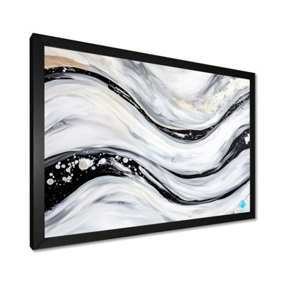 «Black and Grey Stone Abstract Waves II - Abstract Modern Waves», reproduction sur toile