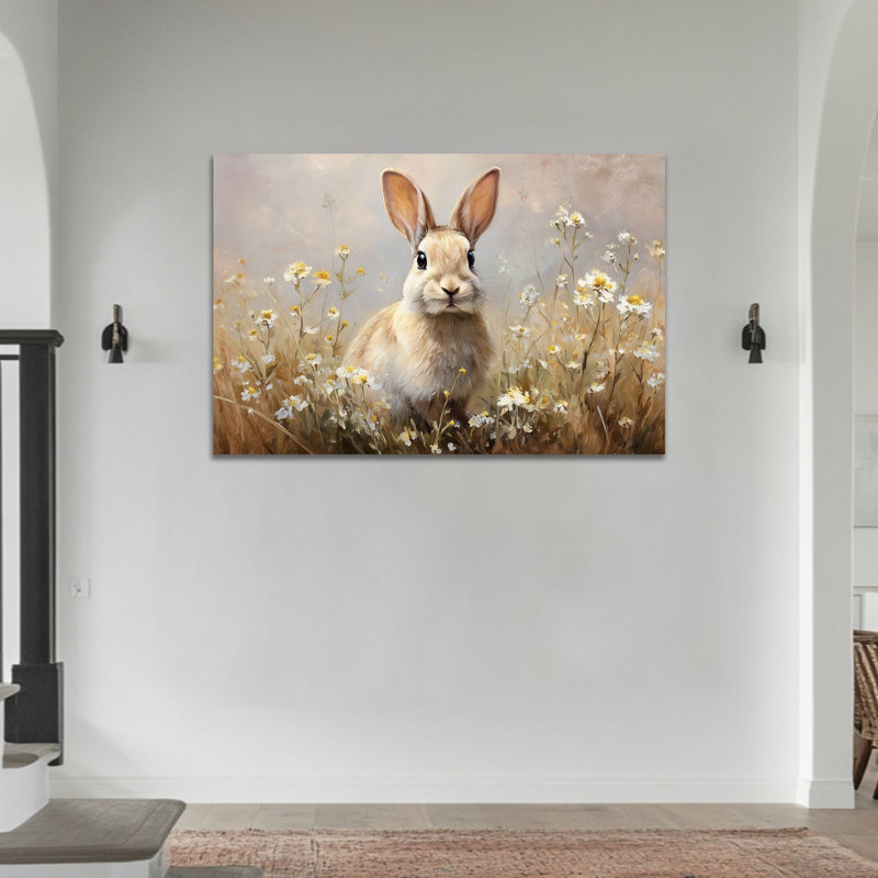 Art mural sur toile de lapin Timuba - Printemps, photos de lapin de Pâques, charmante œuvre d'art pour les amoureux de la nature, cadre en pin sur toile tendue, 20 po x 30 po