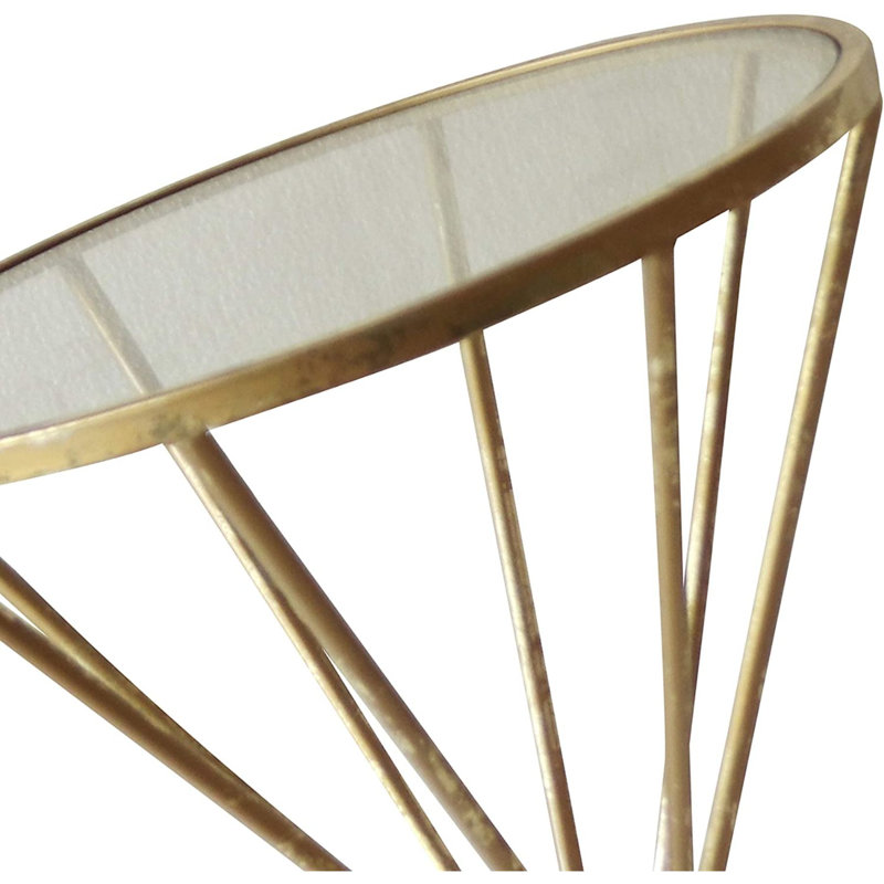 Danniell Glass Top Cross Legs End Table
