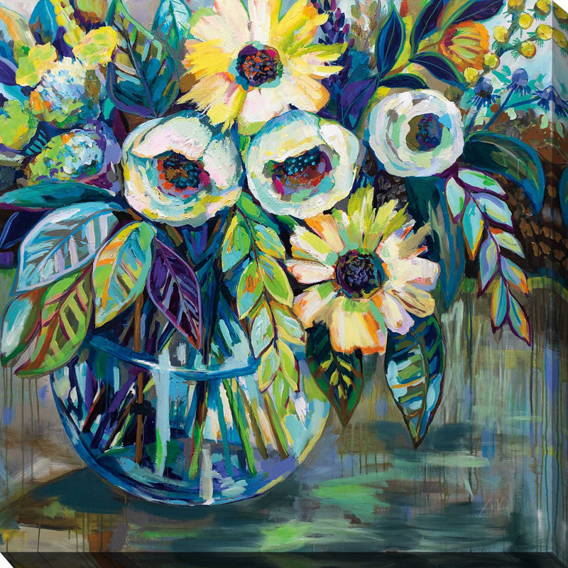 Lumière bleue - peinture, Toile tendue, H 18 po x l 18 po x P 1 po