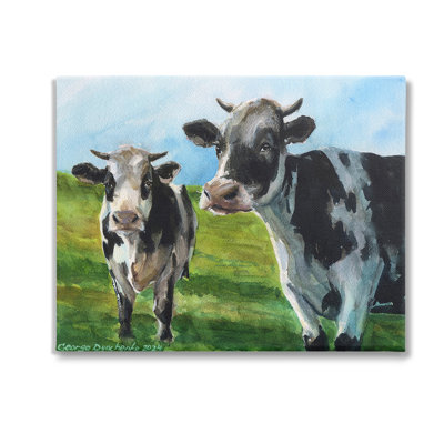 Cows In Pasture Landscape Canvas Wall Art Design By Georgedyachenkoart
