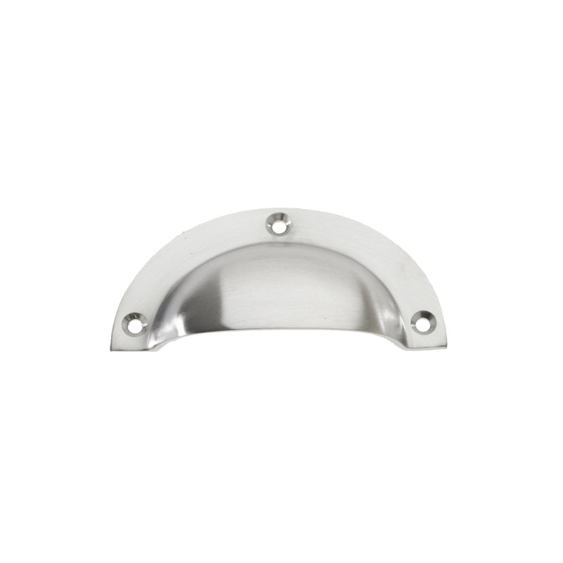 Elis Pull Cup/Bin Handle, Brushed Satin Chrome