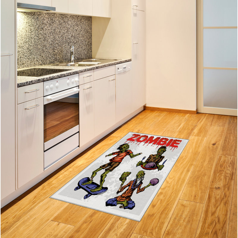 Zombie High Density Long Fiber Poly Threads Decorative Area Rug Carpet, Rectangle 2'7" x 5'