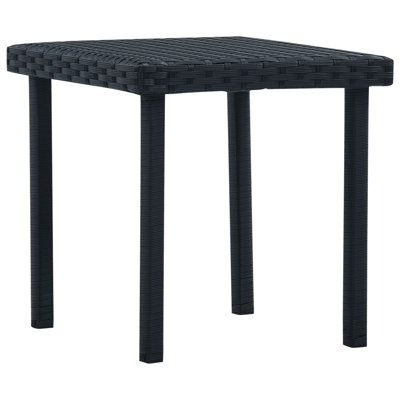 Garden Table Black PE Rattan Powder-Coated Steel Compact Outdoor Dining Table Contemporary Design