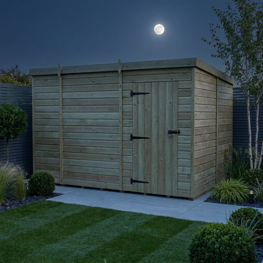 Total Sheds 9ft x 8ft Pent Garden Shed - Single Door - No Windows - Pressure Treated Timber - UK Manufactured