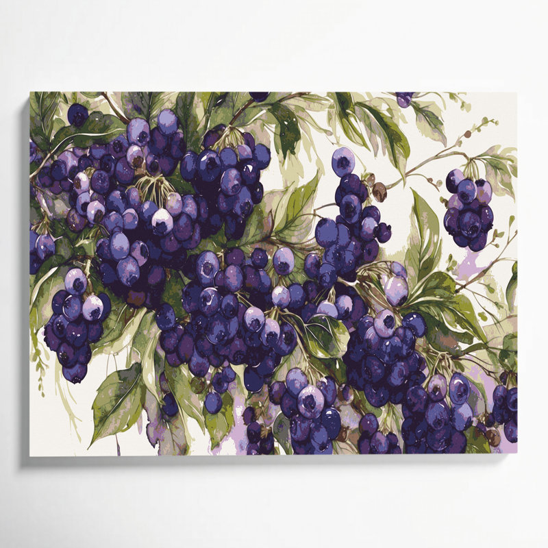 Fruit, baie de Saskatoon, art mural sur toile mauve, H 12 po x l 18 po