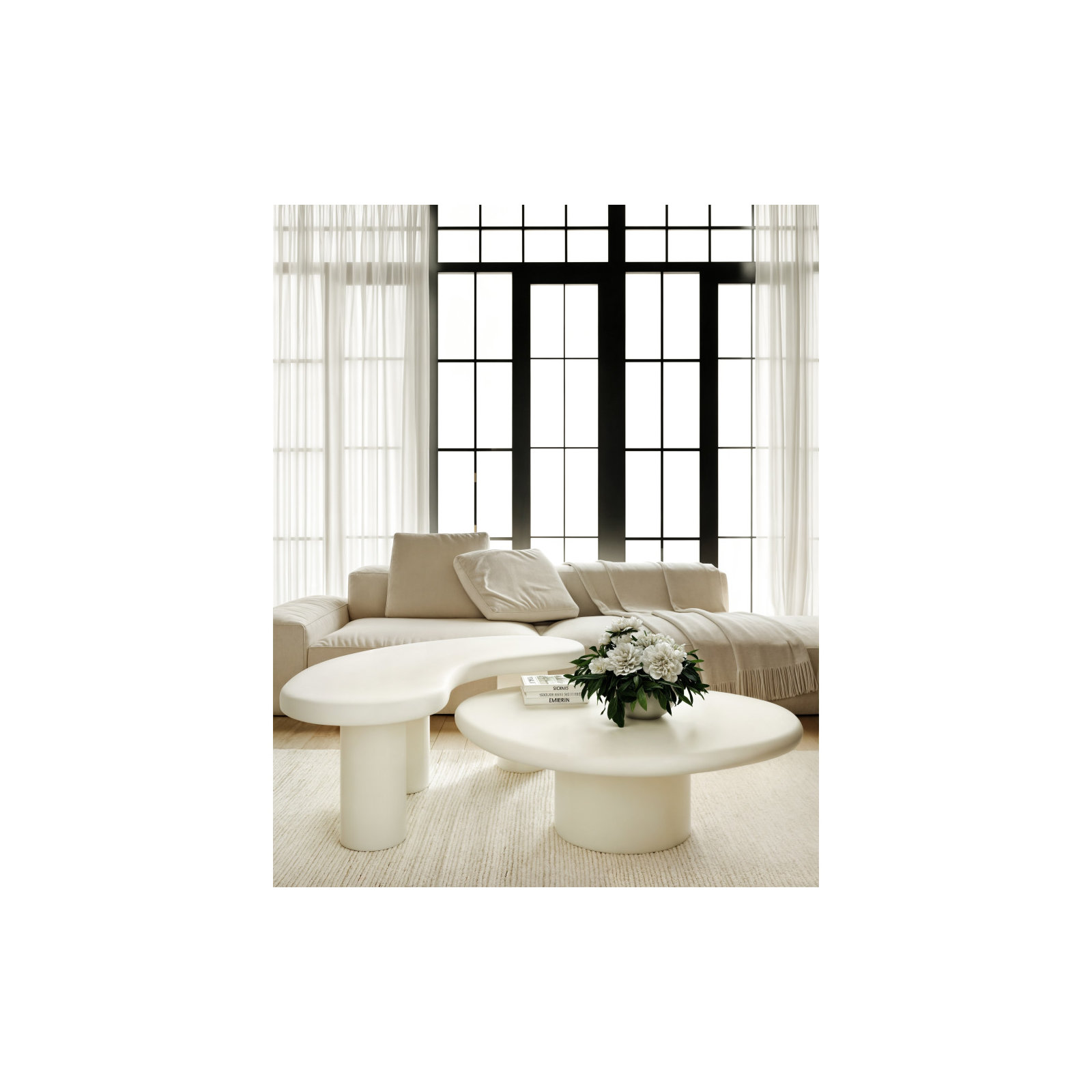 Kaden Tall Wooden Coffee Table In Rice