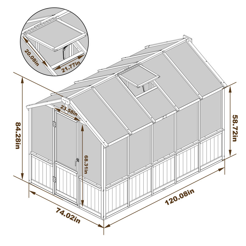 VEIKOUS Wooden Polycarbonate Greenhouse