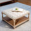 Grande table basse avec repose-pieds carré de 33 pouces avec lin capitonné, tablette de rangement et pieds solides pour le salon et la chambre à coucher