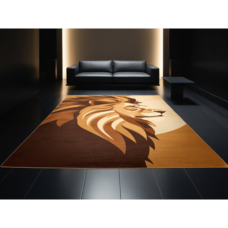 Tapis brun moelleux moelleux et moelleux à motif d'arc de faune et de faune, 8 x 12