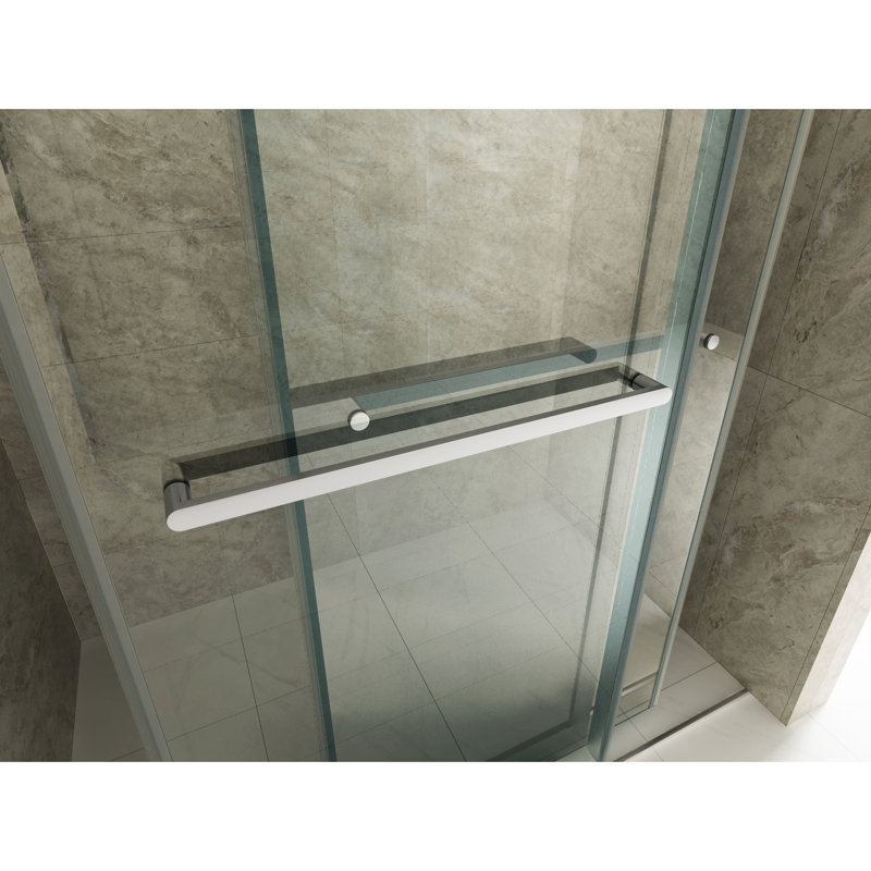 Double porte de douche coulissante - 56 à 60 po L 76 po, verre trempé, finition élégante, apparence de 10 mm