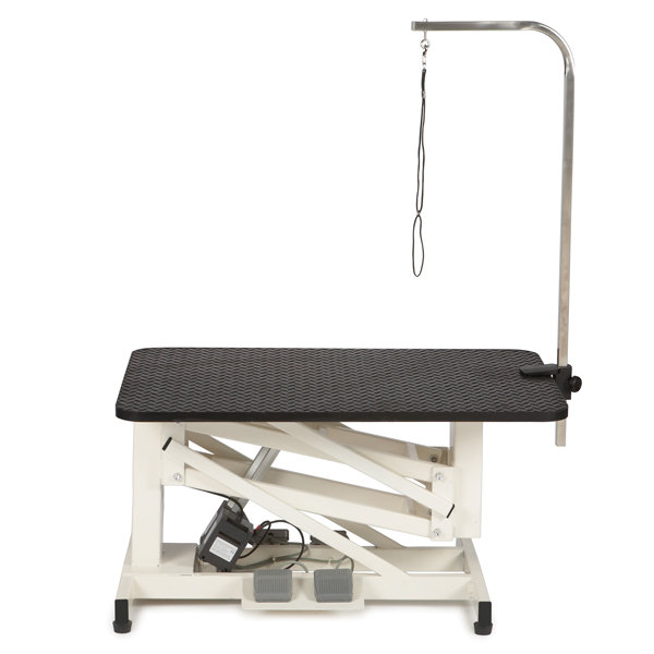 Ivory and Black Heavy-Duty Steel Electric Grooming Table